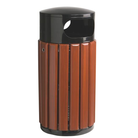 Ronde vuilnisbak 40 liter Rossignol buitenkant hout