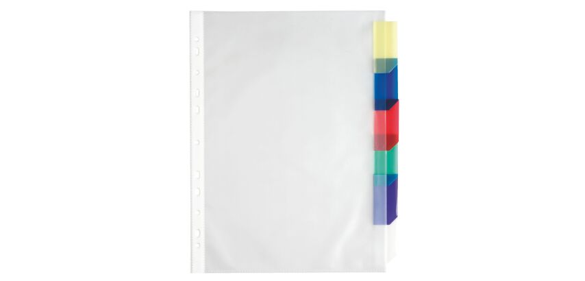 Pochette intercalaire A4 polypropylène incolore Viquel 6 onglets multicolores - 1 jeu
