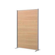 Cloison de séparation pleine B-Zen - Bois antibactérien - L 122 x H 180 cm - Pied fixe