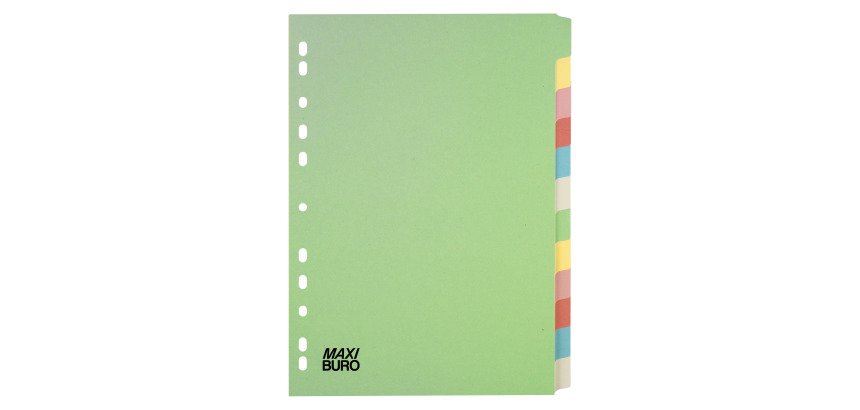 Jeu de 12 intercalaires 3/10e neutres bristol couleur - Maxiburo