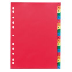 Set of 20 alphabetical dividers in polypropylene multicoloured Maxiburo