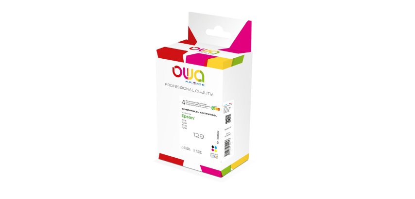 Pack of 4 Owa Compatible Epson T129 Cartridges - Black, cyan, magenta, yellow for inkjet printer