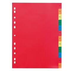 Set of 12 monthly dividers in polypropylene multicoloured Maxiburo