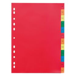 Jeu de 12 intercalaires mensuels polypropylène multicolore 12/100e - Maxiburo