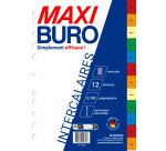 Jeu de 12 intercalaires mensuels polypropylène multicolore 12/100e - Maxiburo