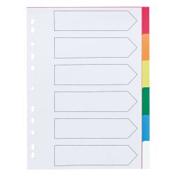 Jeu de 6 intercalaires neutres polypropylène 12/100e couleur - Maxiburo