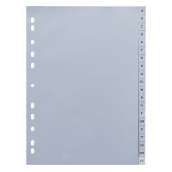 Set of 20 alphabetical dividers in polypropylene grey Maxiburo