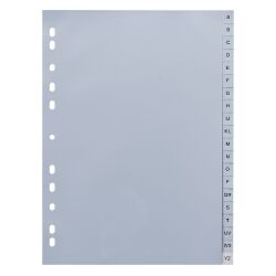 Jeu de 20 intercalaires alphabétiques polypropylène gris 12/100e - Maxiburo