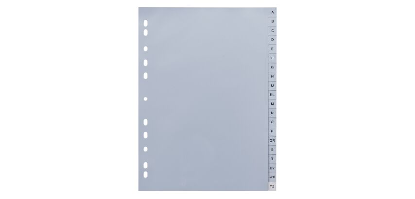 Set of 20 alphabetical dividers in polypropylene grey Maxiburo