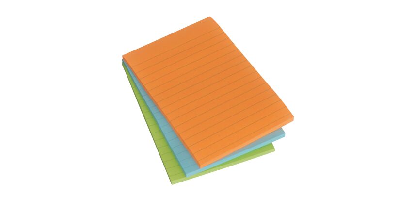 Lined notes Post-it Super Sticky 101 x 152 mm assorted neon colours - Block of 45 sheets