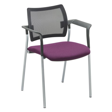 Armchair Yota violet back rest in black mesh structure