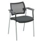 Armchair Yota back rest in black mesh structure aluminium legs