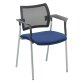 Armchair Yota back rest in black mesh structure aluminium legs