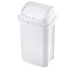 Poubelle plastique 10 litres rectangle à couvercle basculant blanche
