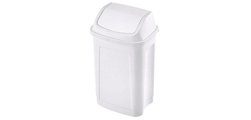 Poubelle plastique 10 litres rectangle blanche à couvercle basculant