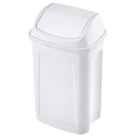 Poubelle plastique 10 litres rectangle blanche à couvercle basculant