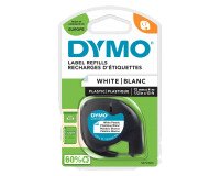 Cinta Dymo plástico para Letratag escritura negra 12 mm x 4 m. Color fondo a escoger