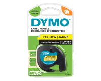 Ruban étiqueteuse plastique Dymo Letratag S0721620 fond jaune écriture noire 12 mm