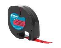 Ruban étiqueteuse plastique Dymo Letratag S0721630 fond rouge écriture noire 12 mm