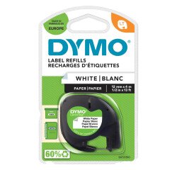 Cinta Para Letratag Dymo 91200. Papel. Escritura Negro/ Fondo Blanco.
