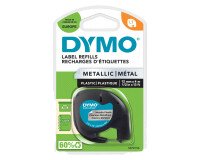 Cinta Para Letratag Dymo 91208. Metalizado. Escritura Negro/Fondo Plata.