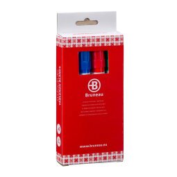 Marqueur effaçable Bruneau pointe ogive 2 mm - Pochette de 4 couleurs assorties corps plastique