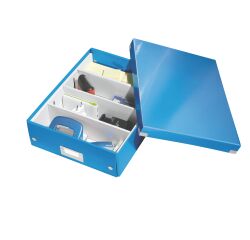 Caja de almacenamiento de cartón Leitz Click & Store Wow con separadores 10,5 x 27,8 x 36,8 cm color azul