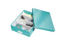 Caja de almacenamiento de cartón Leitz Click & Store Wow con separadores 10,5 x 27,8 x 36,8 cm color verde menta