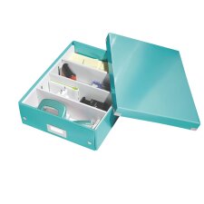 Caja de almacenamiento de cartón Leitz Click & Store Wow con separadores 10,5 x 27,8 x 36,8 cm color verde menta