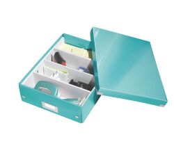 Caja de almacenamiento de cartón Leitz Click & Store Wow con separadores 10,5 x 27,8 x 36,8 cm color verde menta