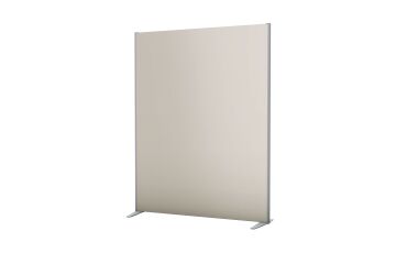 Trennwand START UP - antibakterielles Holz - L 120 x H 160 cm - Rahmen in Aluminiumfarbe / Sand - mit festen Aluminiumfüßen