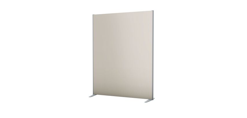 Partition START UP - Antibacterial wood - L 120 x H 160 cm - Frame in aluminum / Sand color - with fixed aluminum-colored feet