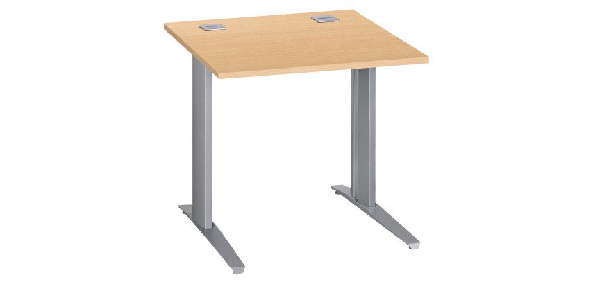 Bureau droit hêtre L 80 cm piètement "L" métal Essens