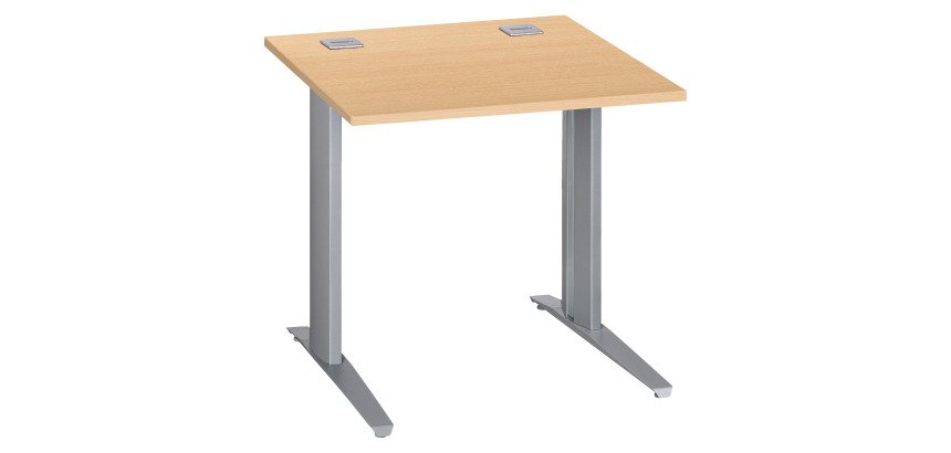 Bureau droit hêtre L 80 cm piètement "L" métal Essens