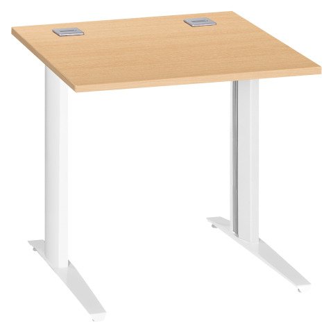 Mesa recta Excellens Patas fijas Metal Plus 80 cm Haya / Blanco