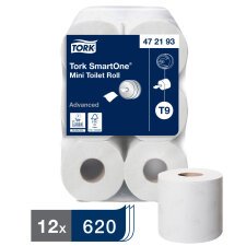 Toiletpapier Tork T9 Smartone mini rollen dubbele dikte - Doos van 12