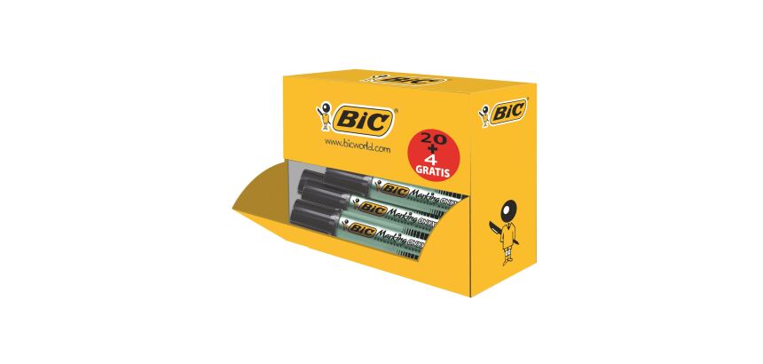 Pack 20+4 marqueurs Onyx Bic noir pointe biseautée