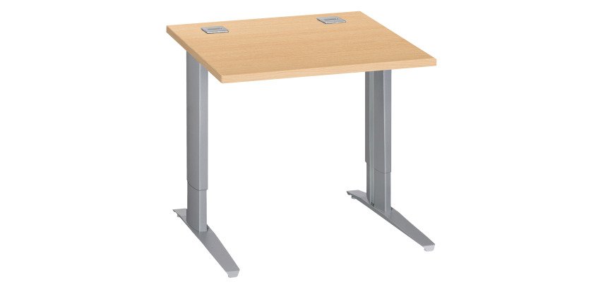 Bureau droit hêtre réglable L 80 cm piètement "L" métal Essens