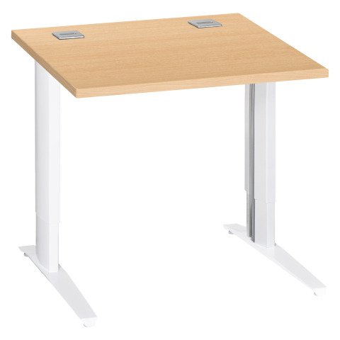 Mesa recta Excellens 80 cm haya Patas Regulables Metal Plus Blanco