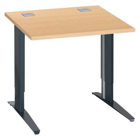 Höhenverstellbarer Schreibtisch mit L-förmigen Metallbeinen von Bruneau Excellens.