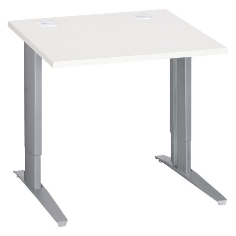 Bureau droit blanc réglable L 80 cm piètement "L" métal Essens