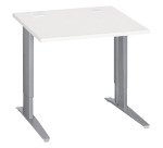 Straight desk Excellens Metal Plus with fixed or adjustable L-shaped legs during assembly
