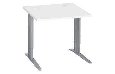 Straight desk Excellens Metal Plus with fixed or adjustable L-shaped legs during assembly