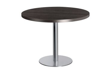 Table ronde plateau diamètre 100cm noir ébène Shiny pied colonne chromé