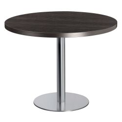 Table ronde plateau diamètre 100cm noir ébène Shiny pied colonne chromé
