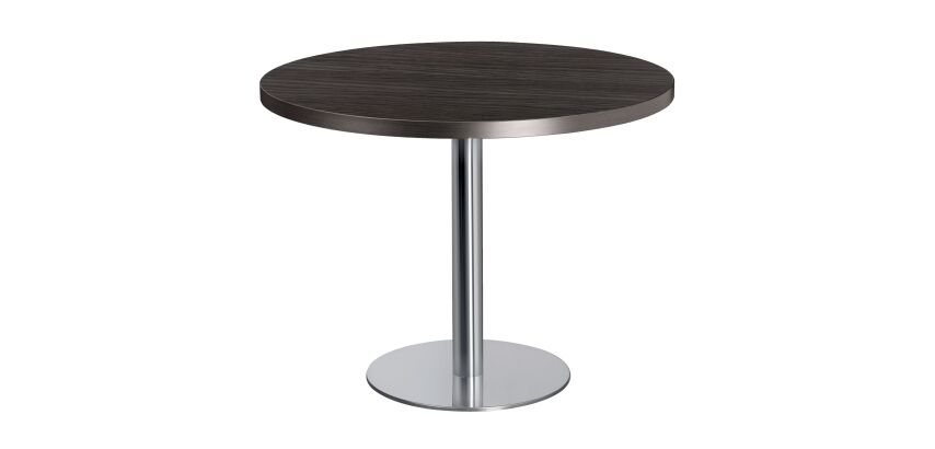 Table ronde Shiny plateau épais - diamètre 100 cm -pied métal mat ou chrome