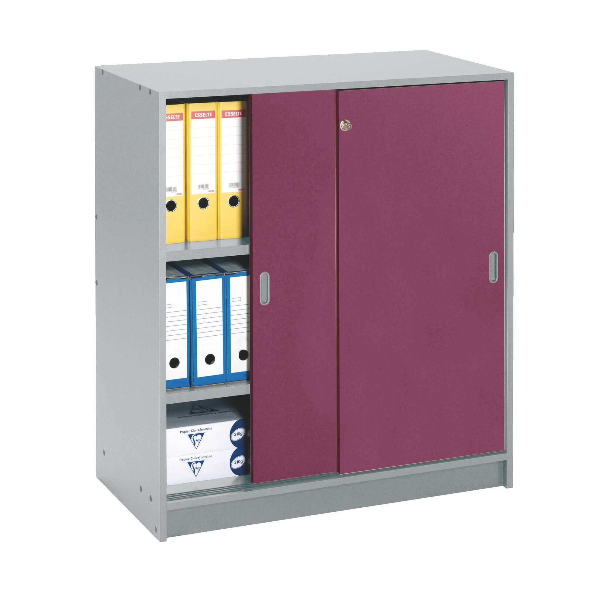 Armoire Harmonie H 100 x L 90 x P 44 cm corps aluminium portes coulissantes couleur