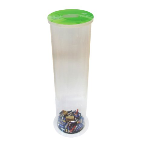 Collecteur de piles usagées 20 litres cylindrique transparent