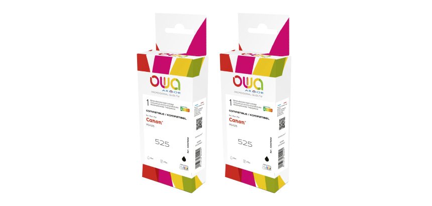Pack cartouche Owa Compatible Canon PGI-525BK noire pour imprimante jet d'encre