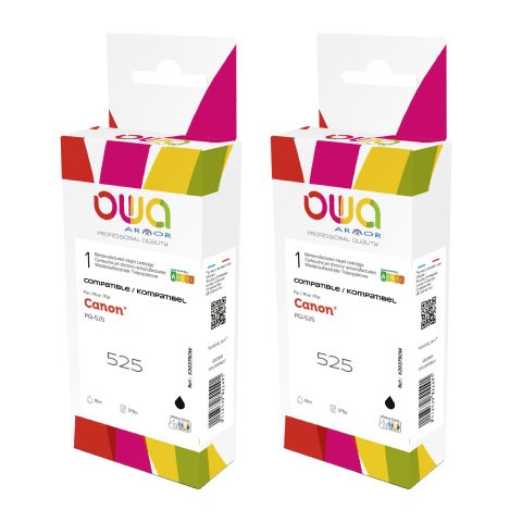 Pack de 2 cartuchos Owa compatibles con Canon PGI-525BK negro